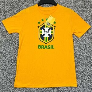 Brasil CBF Shirt Youth Medium 10-12 Yellow Short Sleeve Crew Neck‎ Cotton New